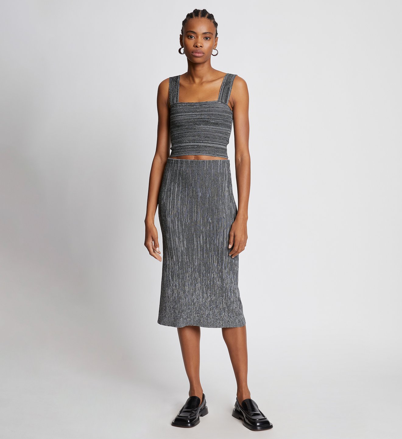 Melange Knit Midi Skirt
