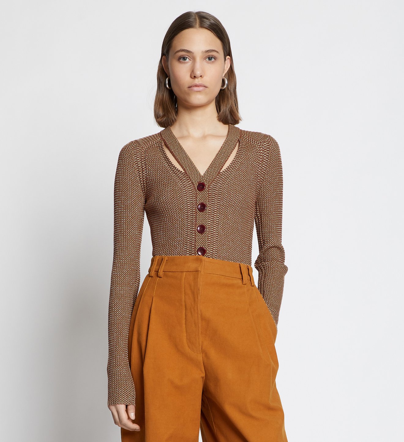 Micro Stripe Rib Knit Cardigan