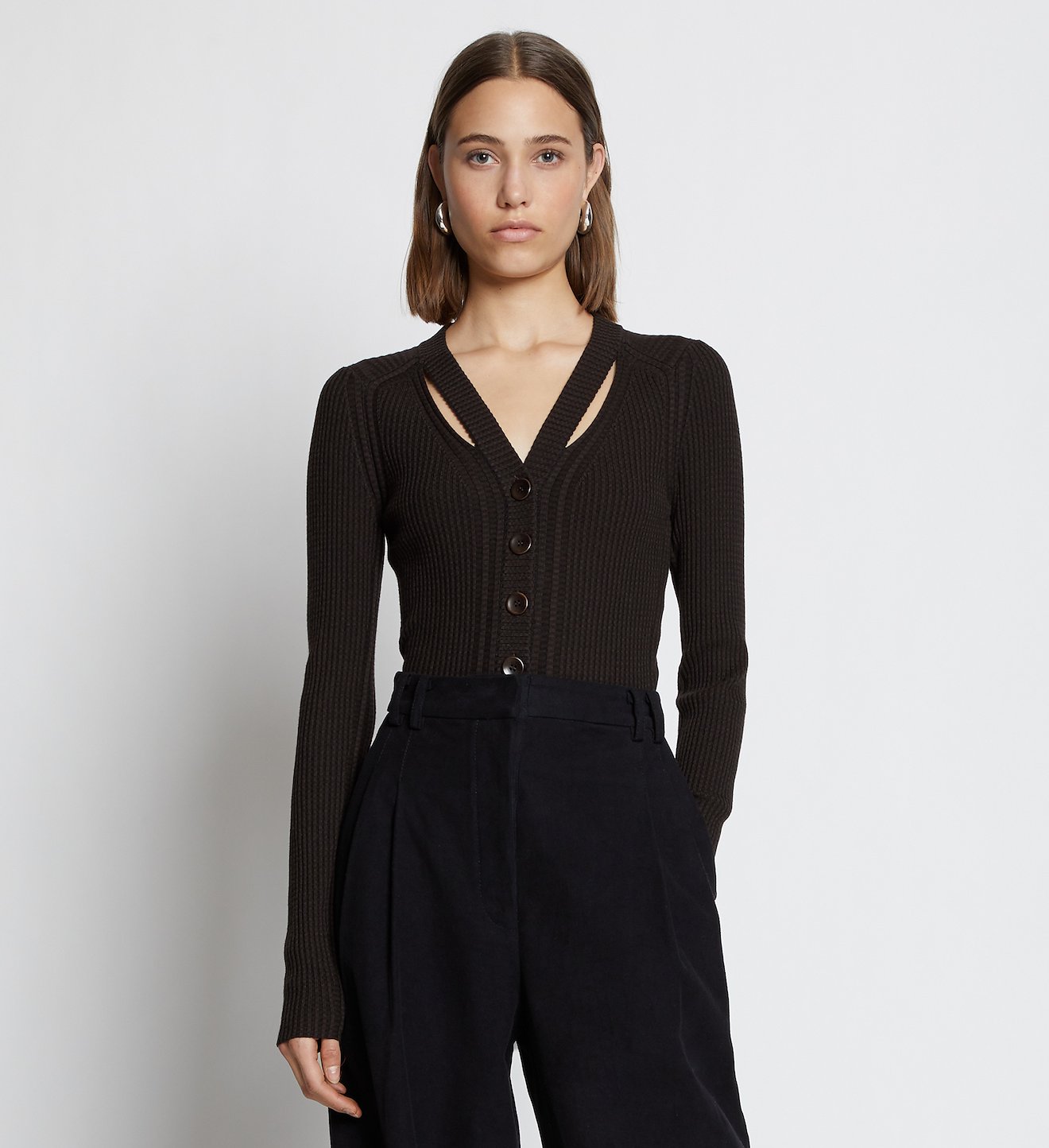 Micro Stripe Rib Knit Cardigan