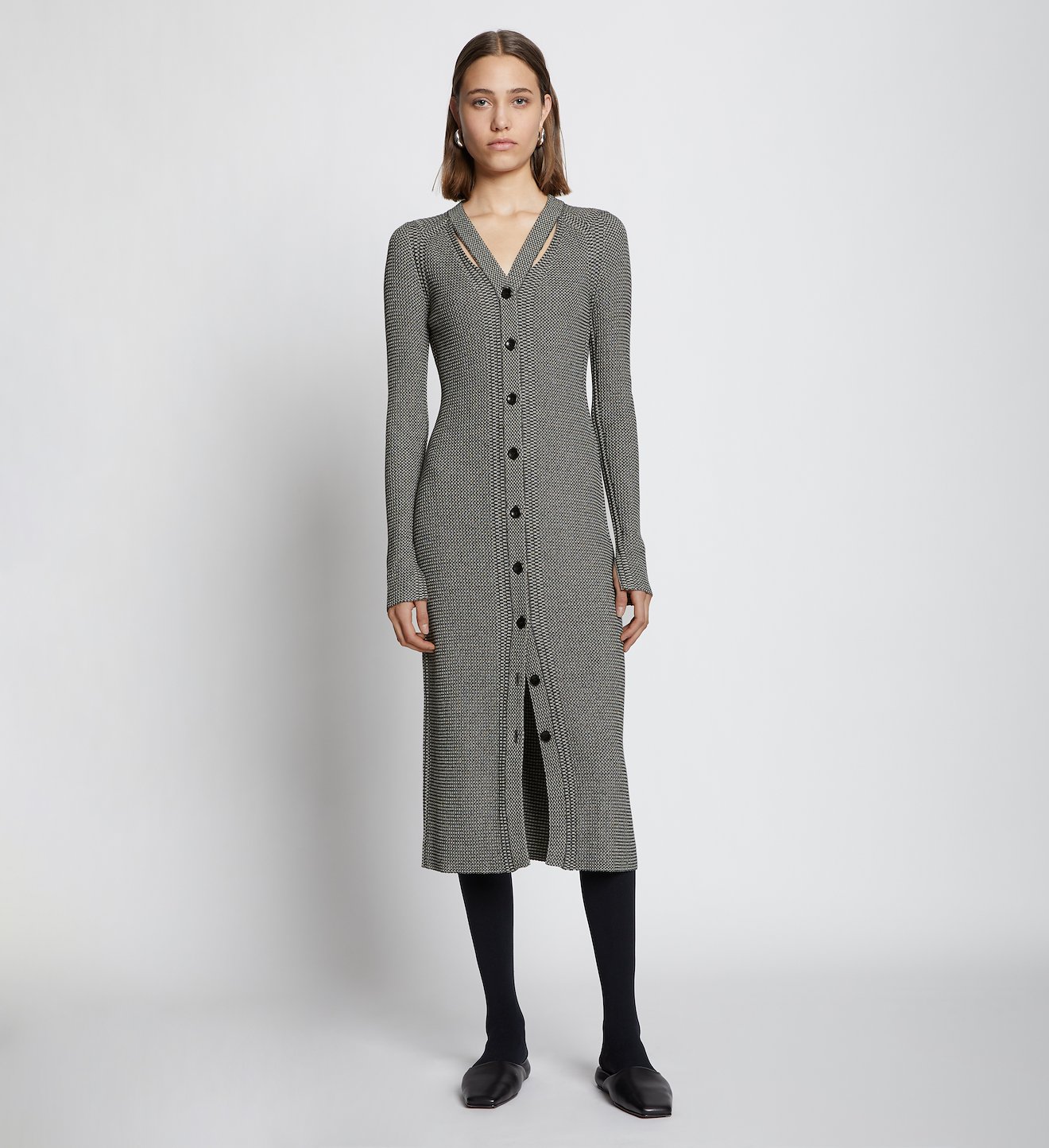 Micro Stripe Rib Knit Dress