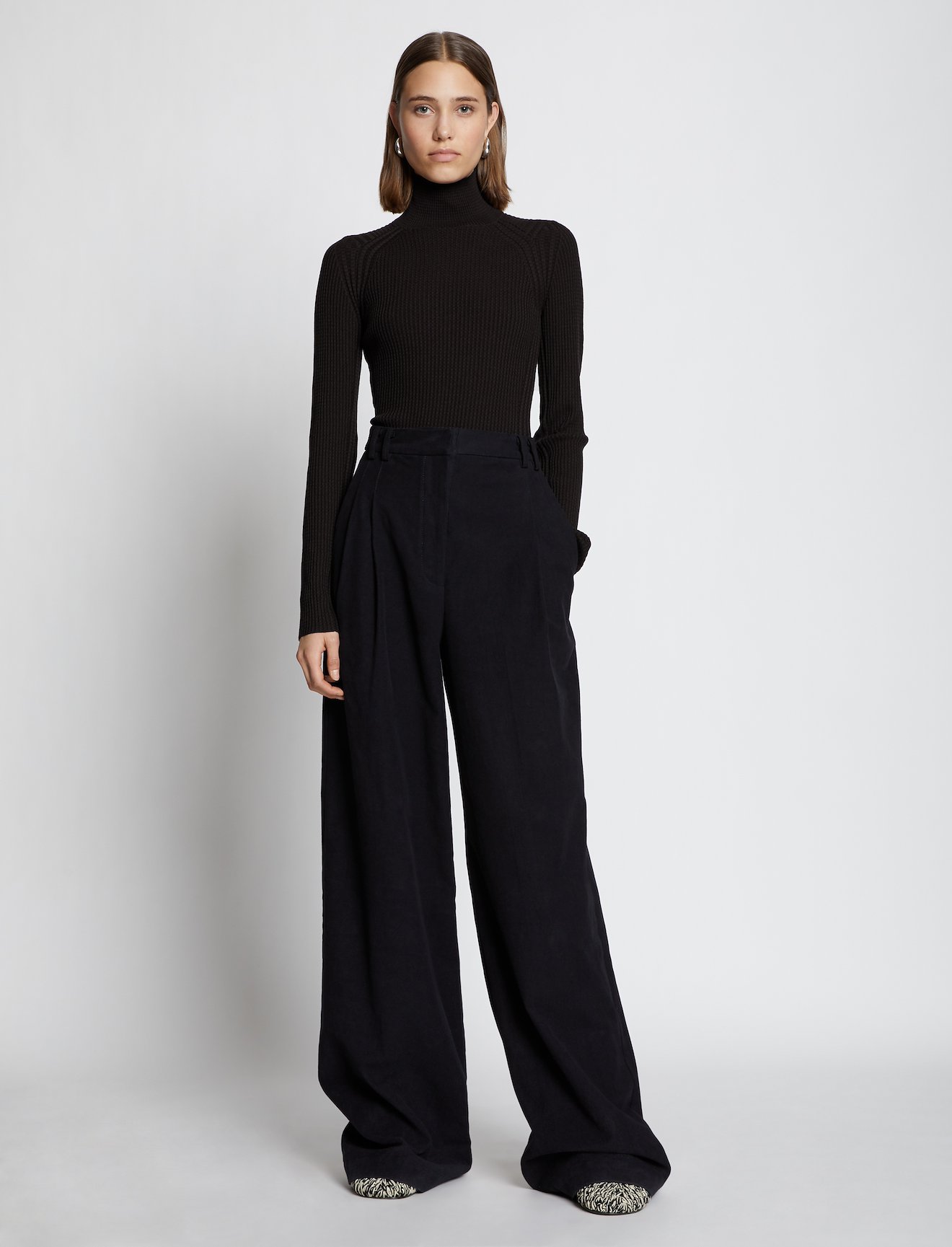 Micro Stripe Rib Knit Turtleneck Top #1