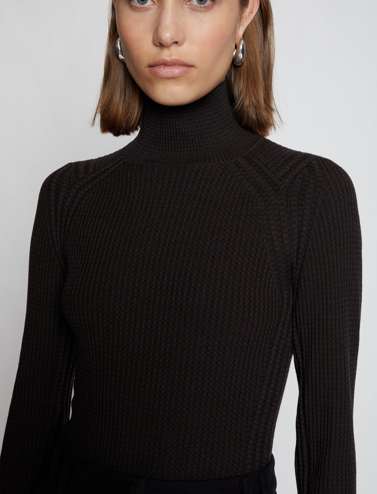 Micro Stripe Rib Knit Turtleneck Top #4