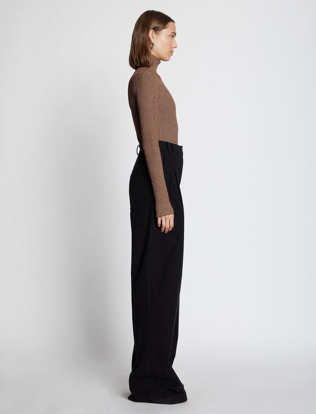 Micro Stripe Rib Knit Turtleneck Top #2