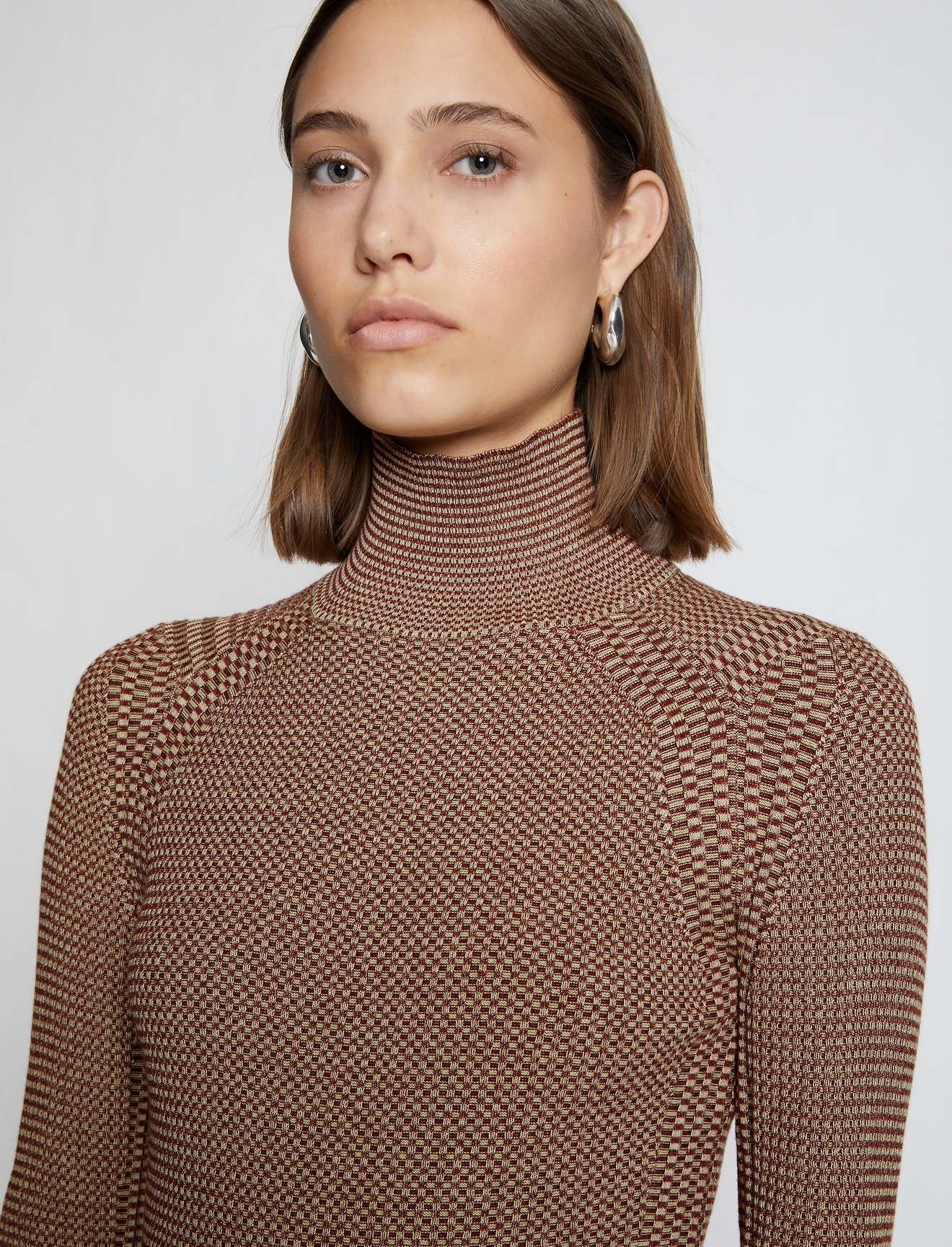 Micro Stripe Rib Knit Turtleneck Top #4
