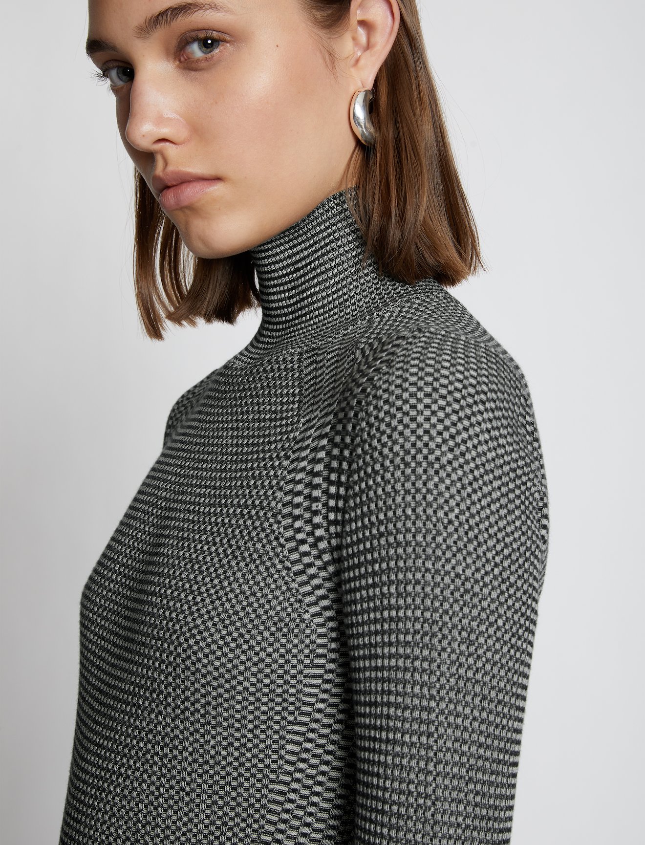 Micro Stripe Rib Knit Turtleneck Top #4