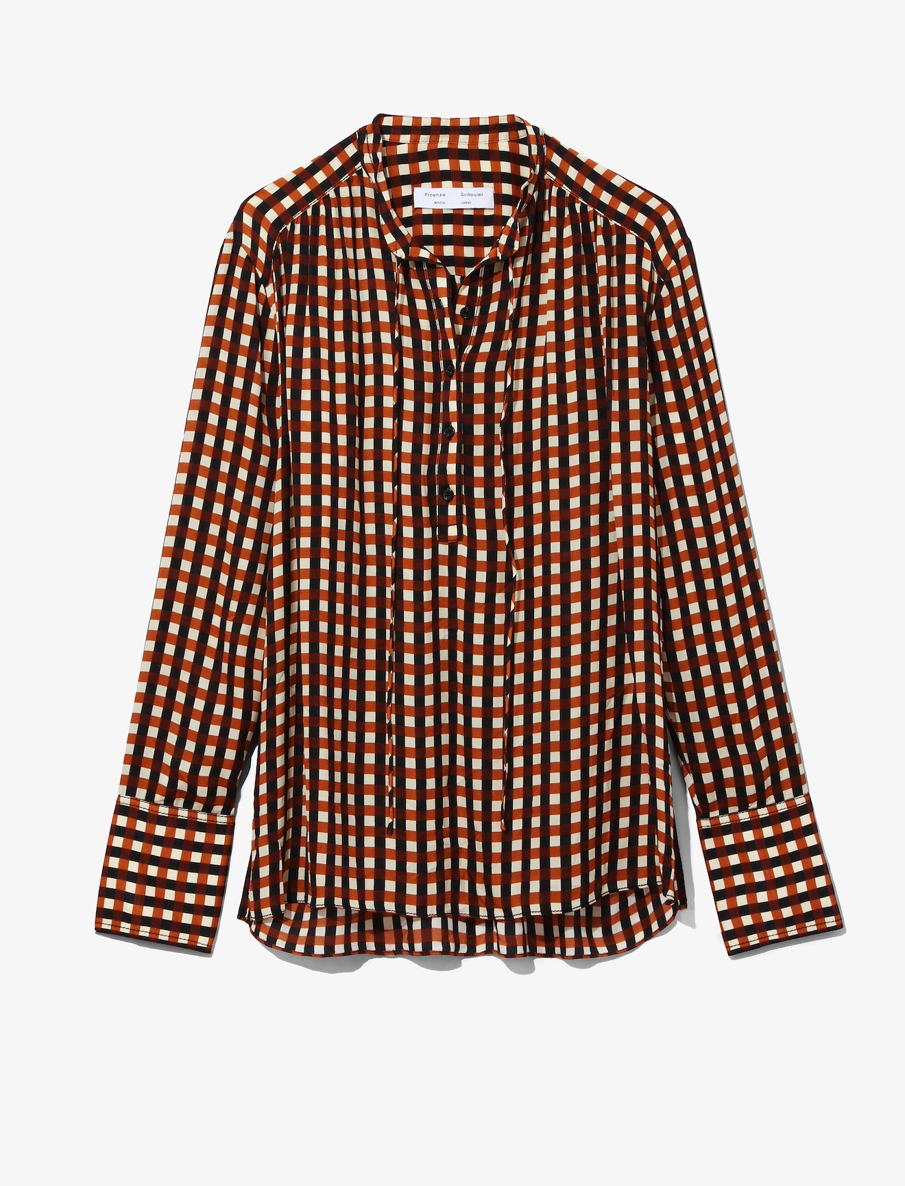Multicolor Gingham Georgette Long Sleeve Blouse #4