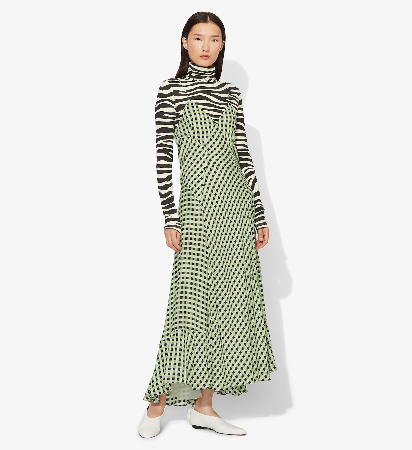 Multicolor Gingham Georgette Slip Dress