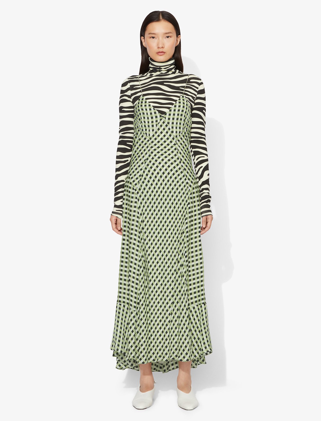 Multicolor Gingham Georgette Slip Dress #1