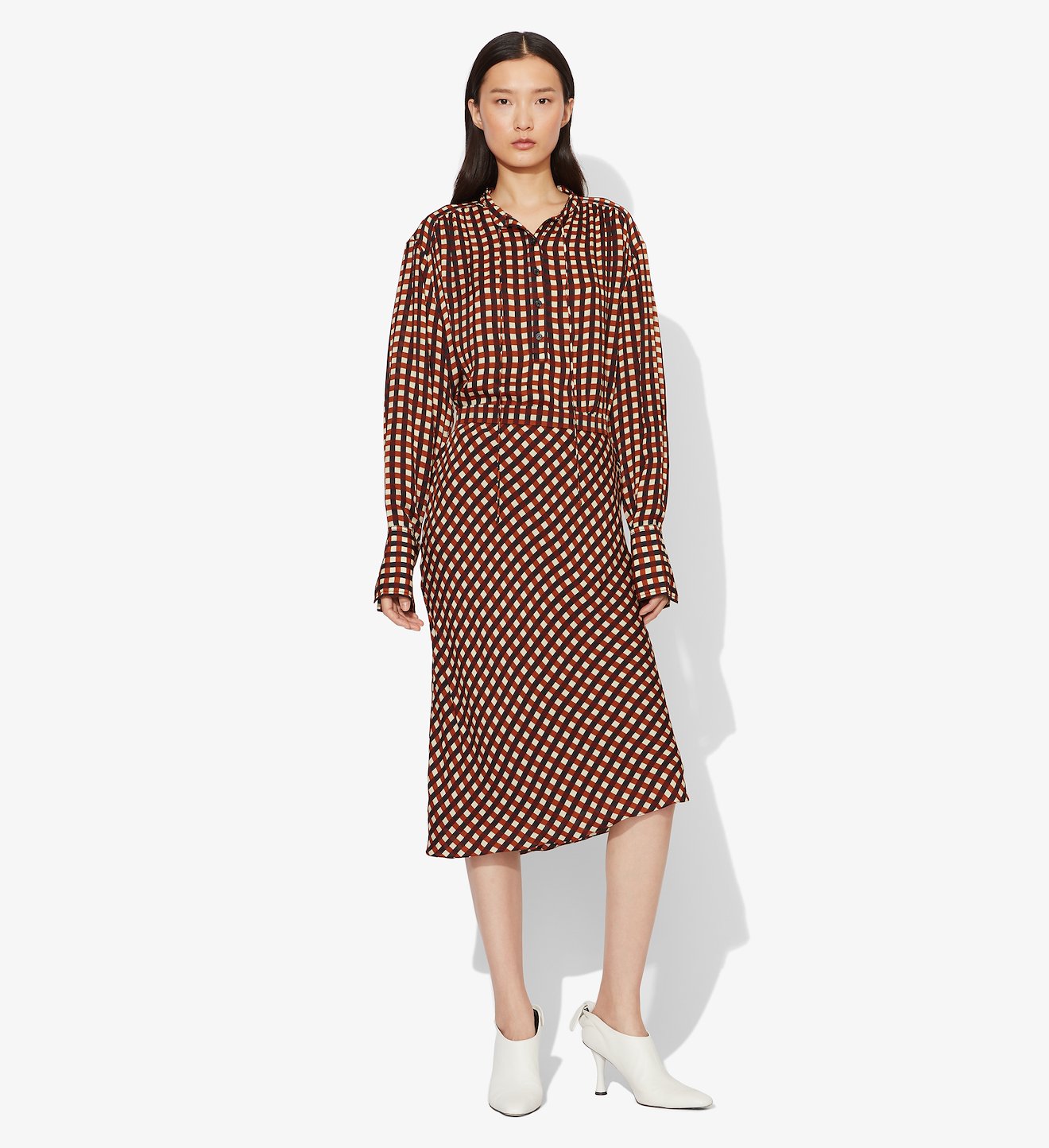 Multicolor Gingham Georgette Slip Skirt