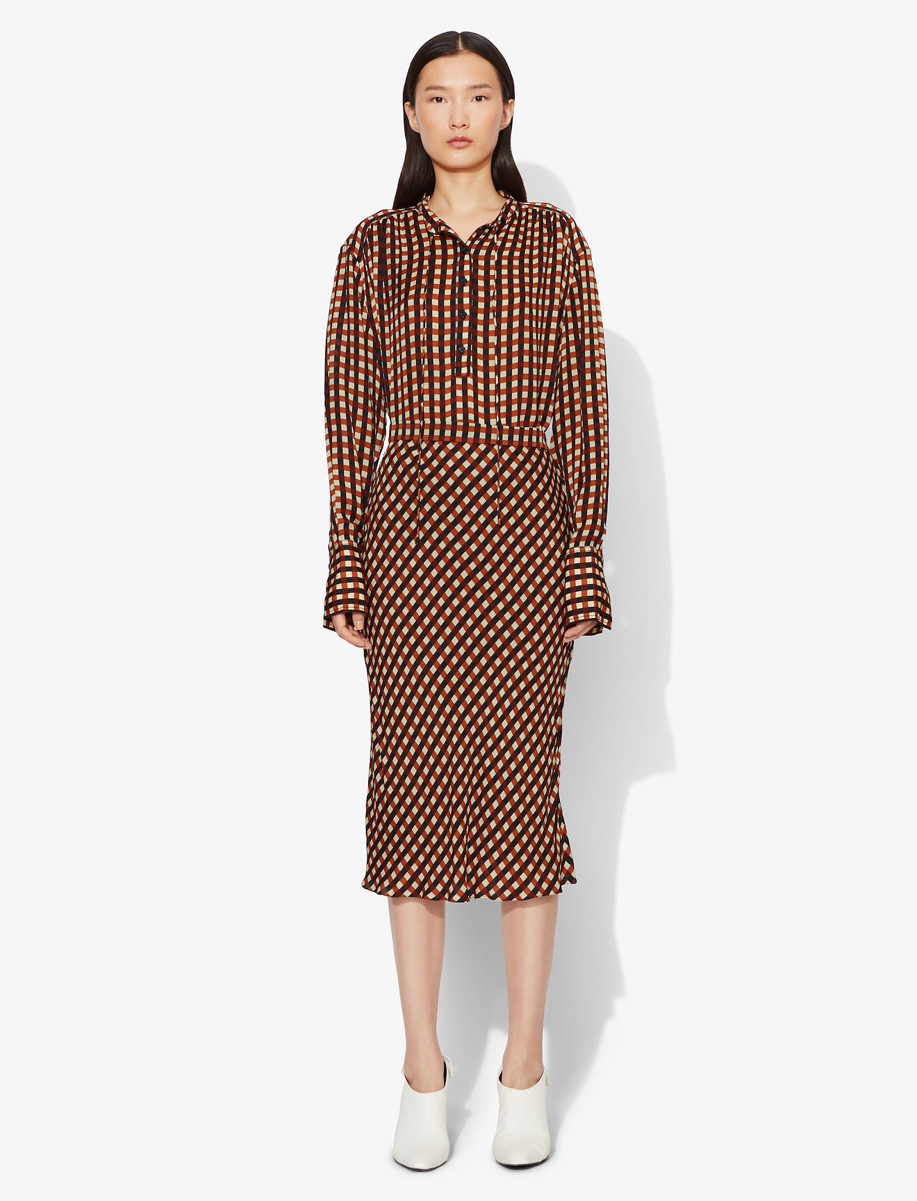 Multicolor Gingham Georgette Slip Skirt #1
