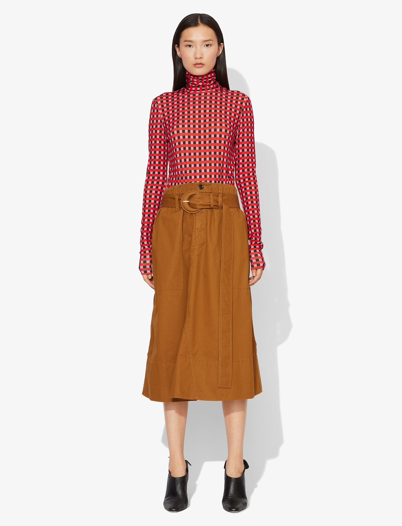 Multicolor Gingham Jersey Long Sleeve Turtleneck #1