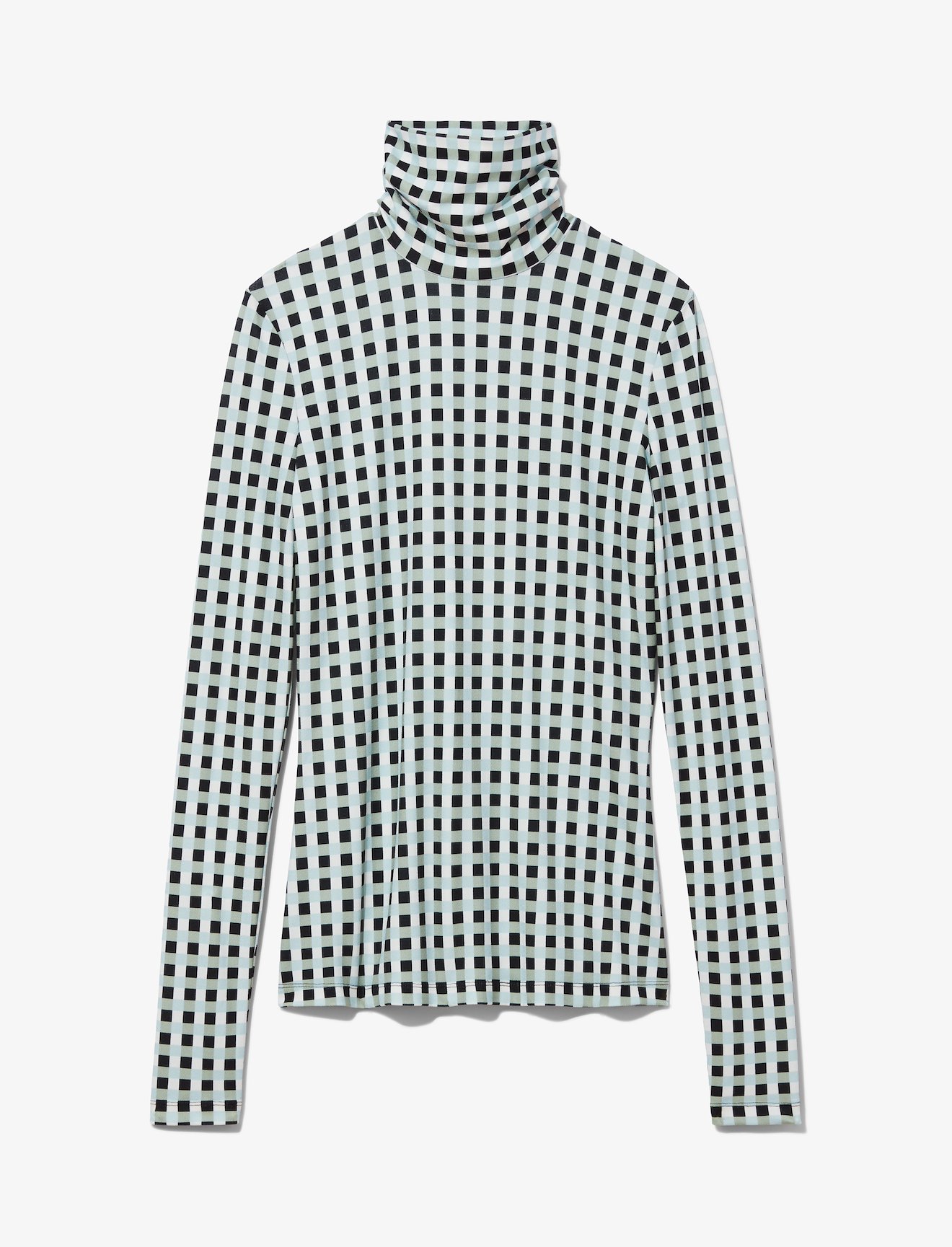 Multicolor Gingham Jersey Long Sleeve Turtleneck #4