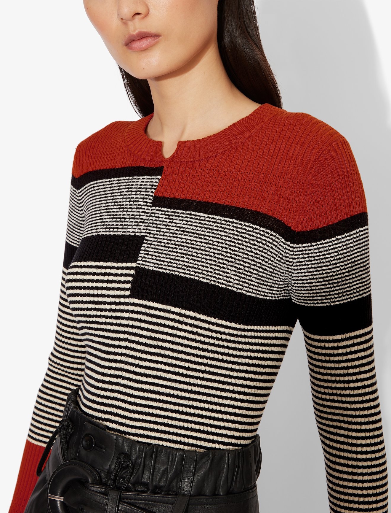Multicolor Stripes Fine Gauge Rib Knit Top #3