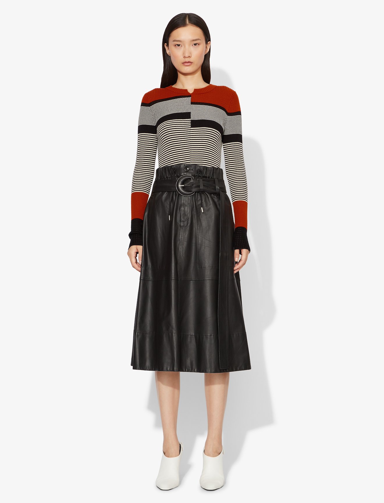 Multicolor Stripes Fine Gauge Rib Knit Top #1