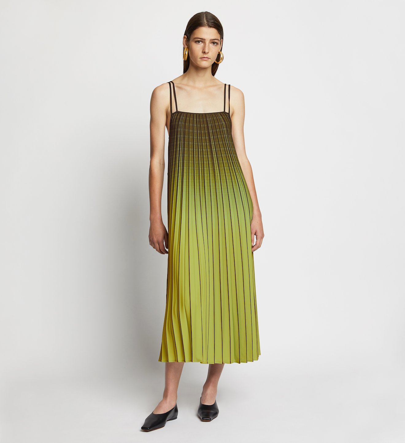 Ombré Plaid Pleated Dress