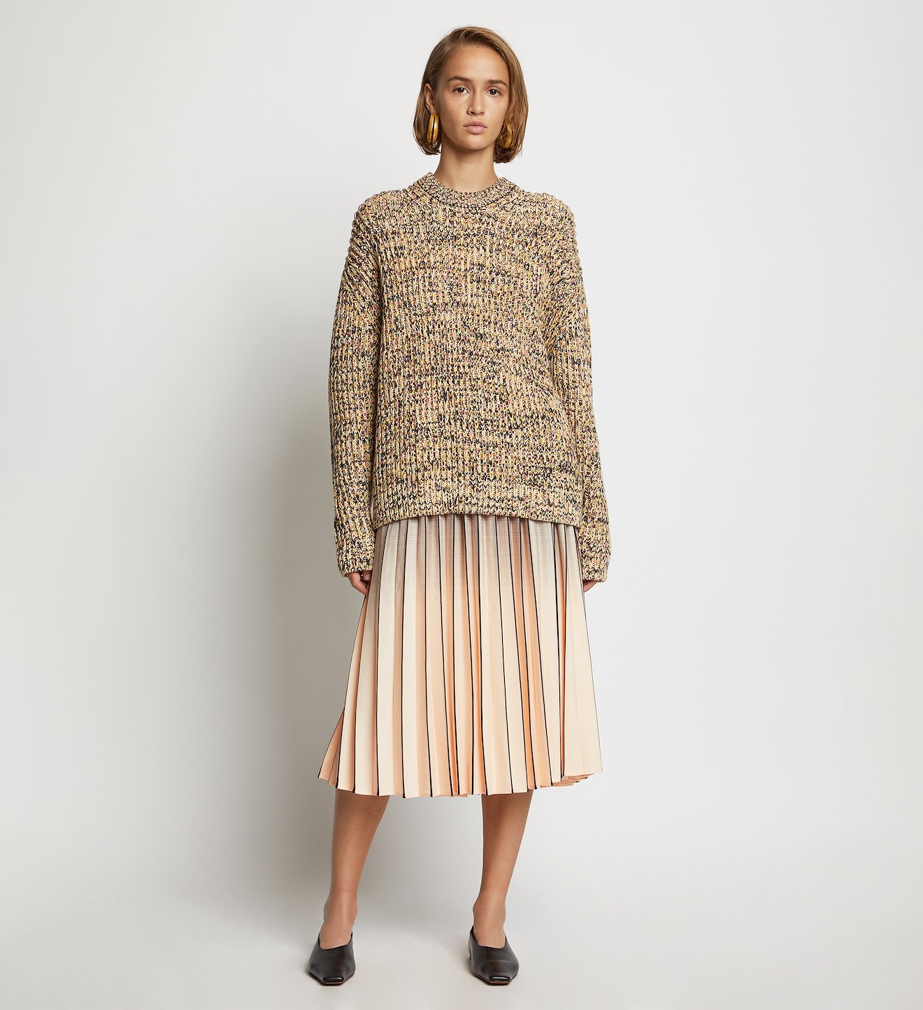 Ombré Plaid Pleated Skirt
