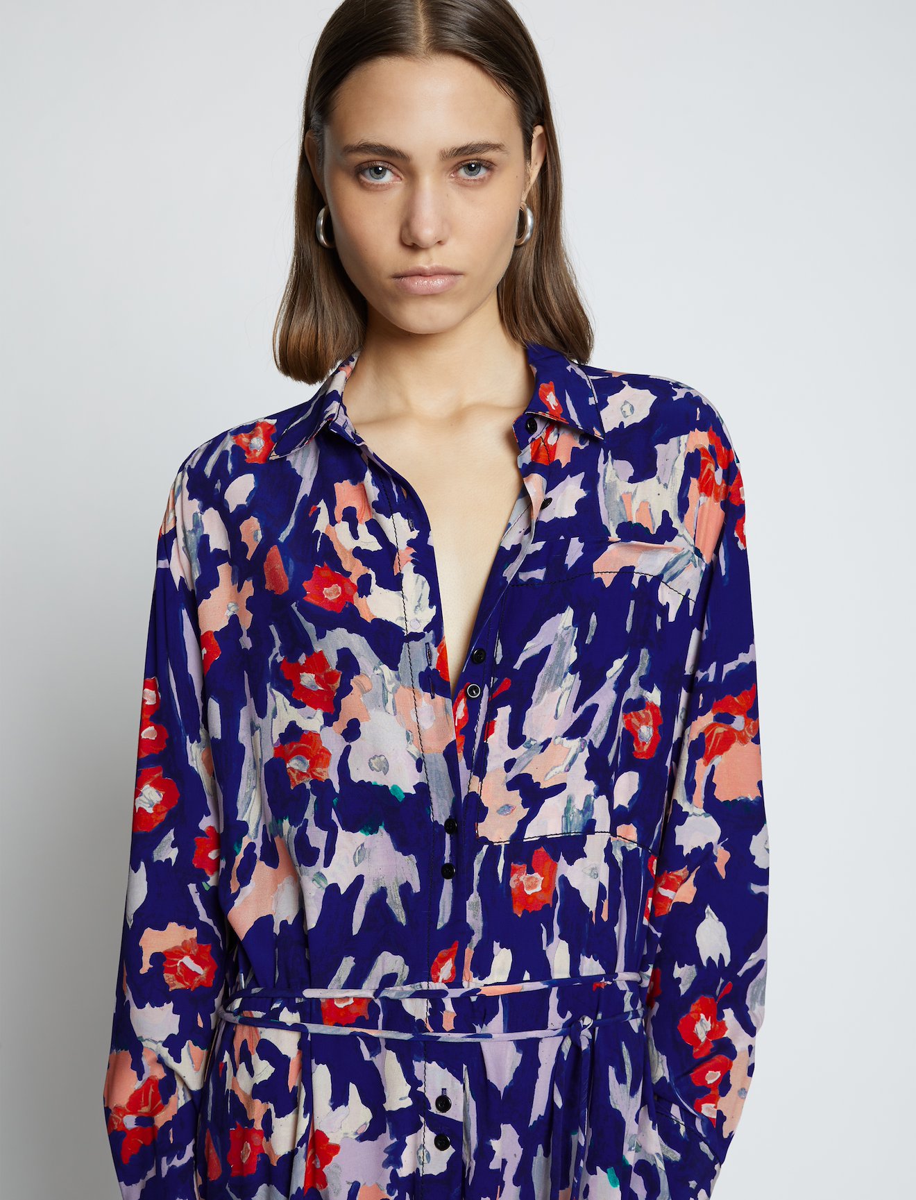 Painted Floral Shirt Dress #3