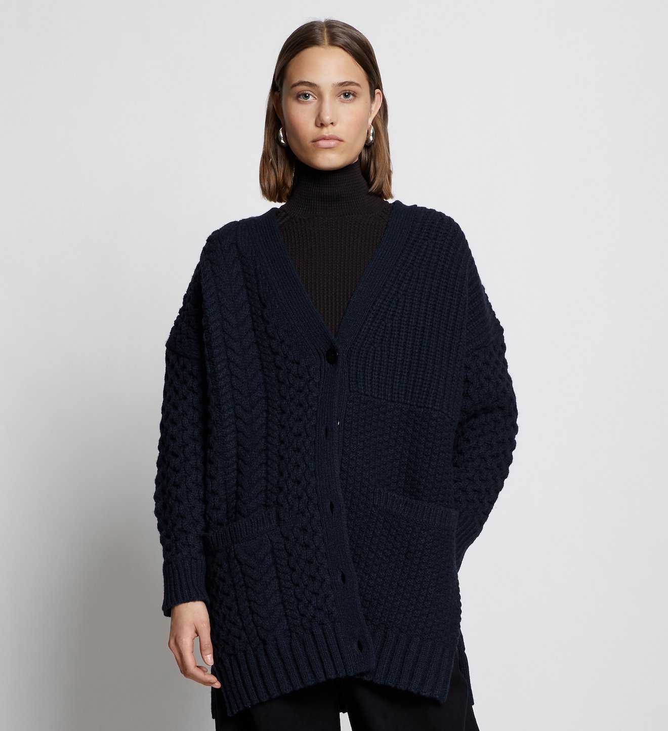 Patchwork Knit Cardigan