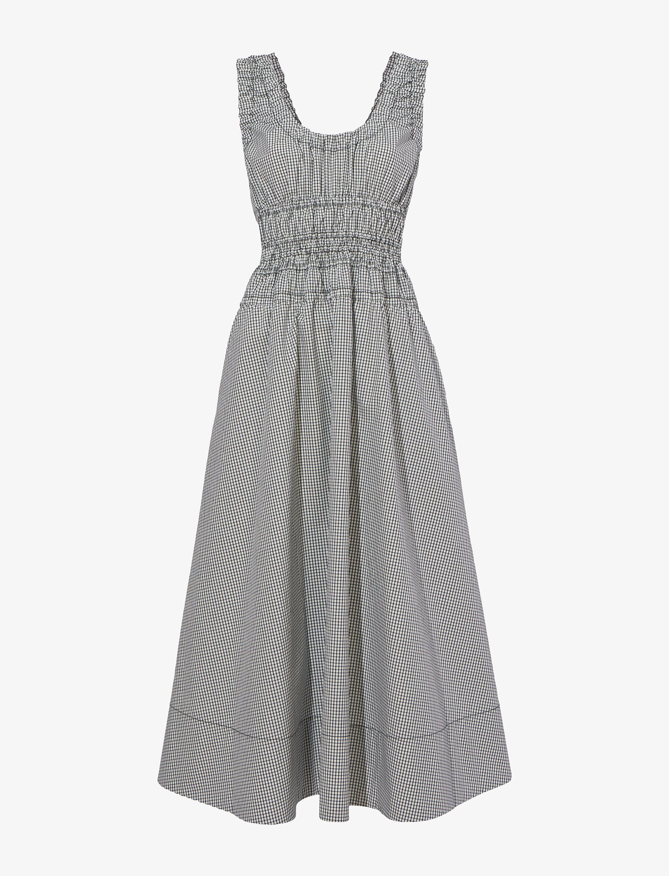 Plaid Poplin Gathered Maxi Dress #4