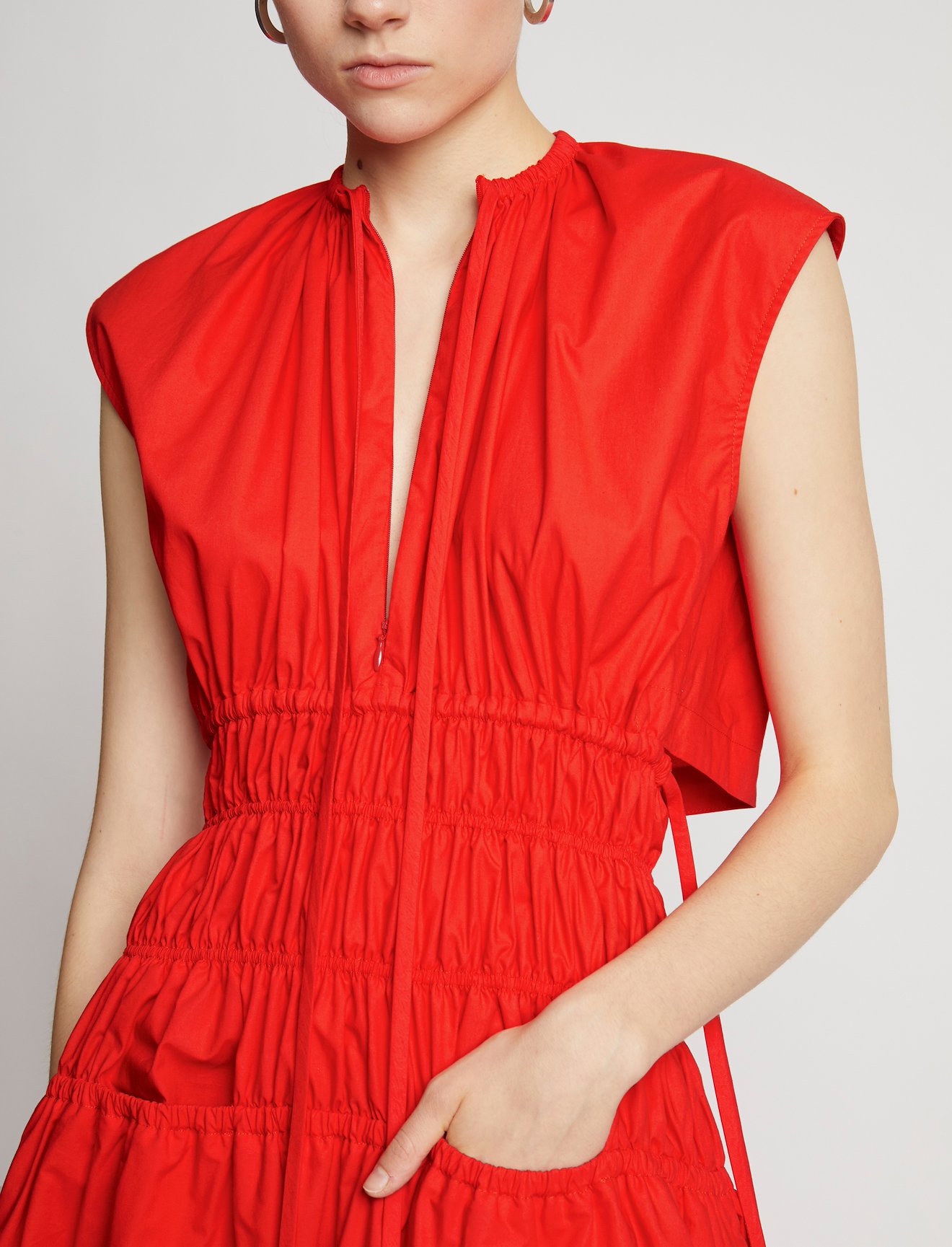 Poplin Drawstring Midi Dress #3