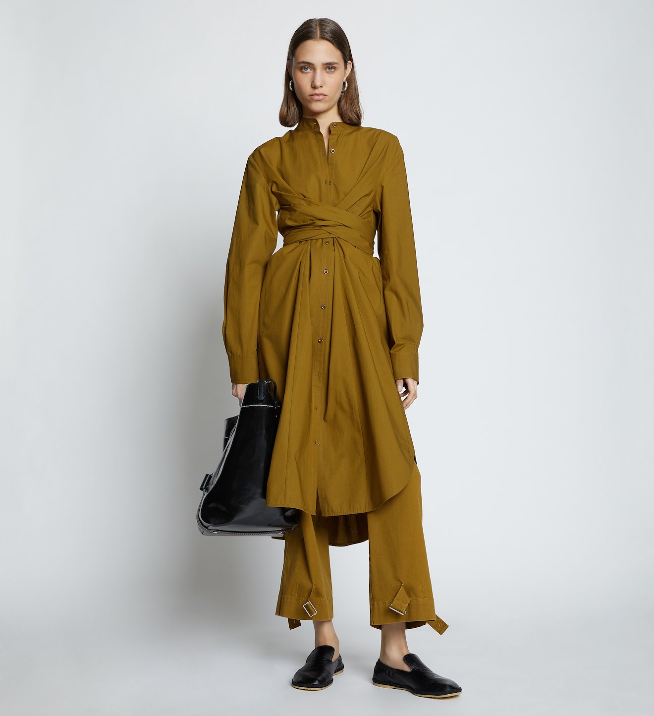 Poplin Tied Shirt Dress