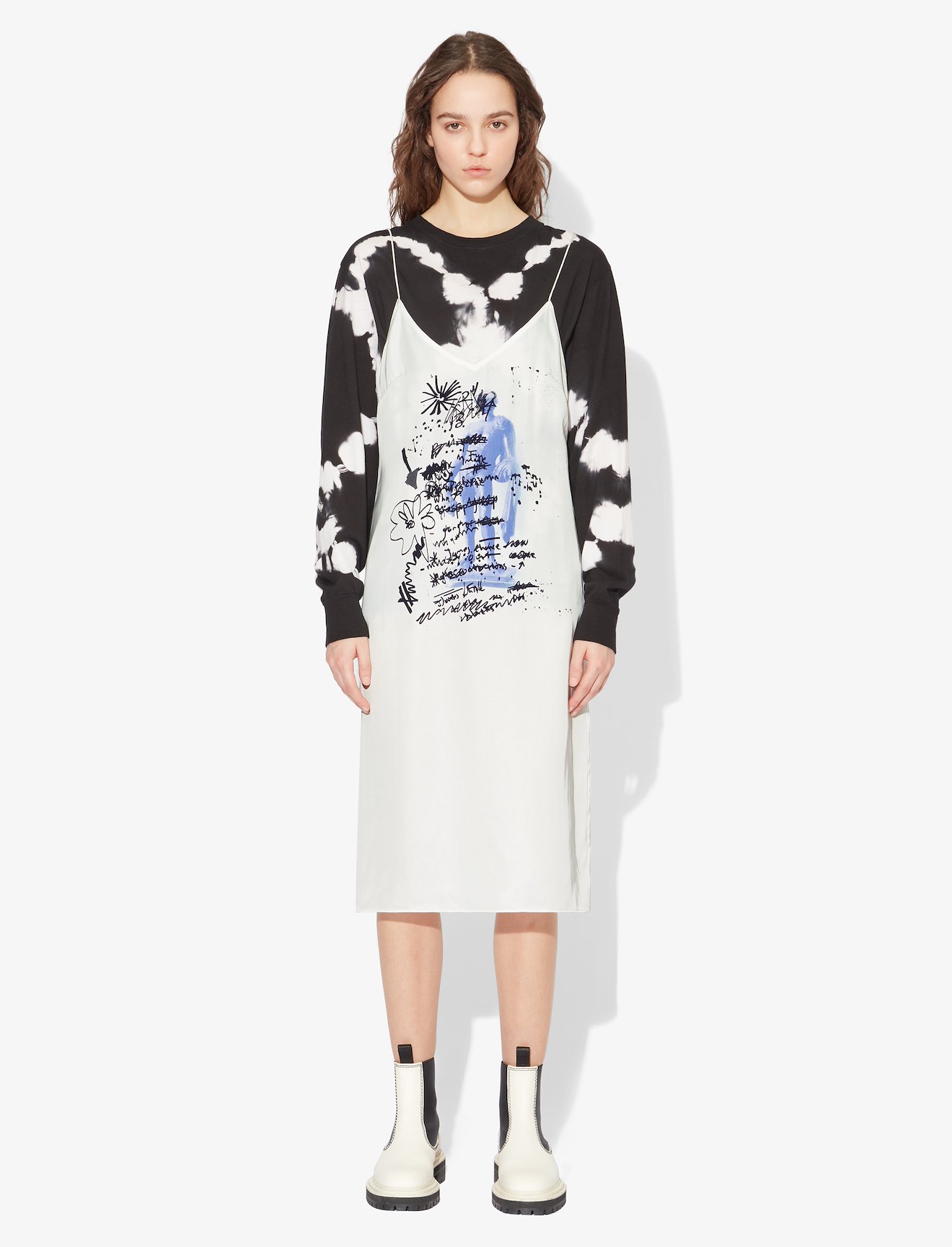 Printed Sketch Slip Dress #1