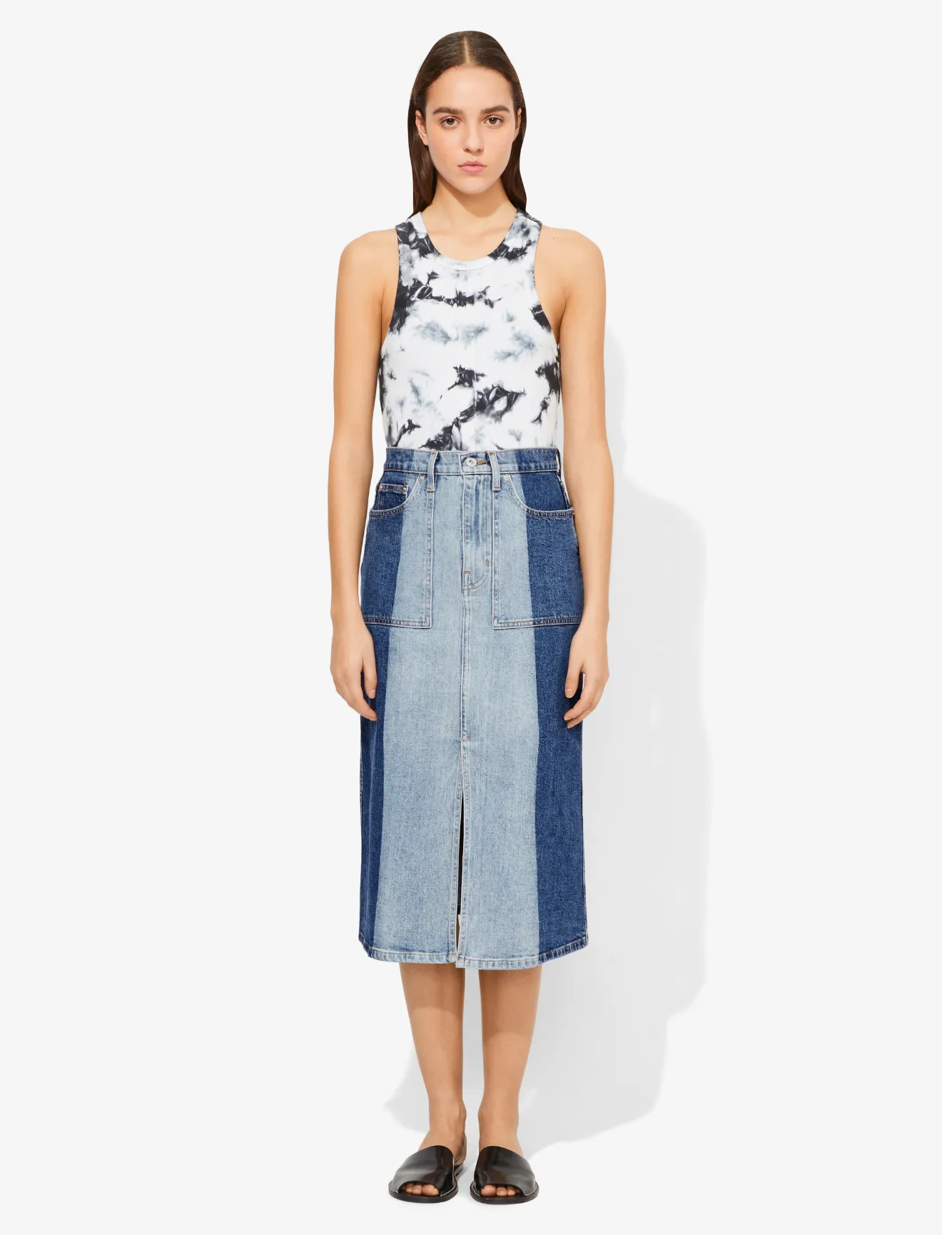 2 tone denim skirt