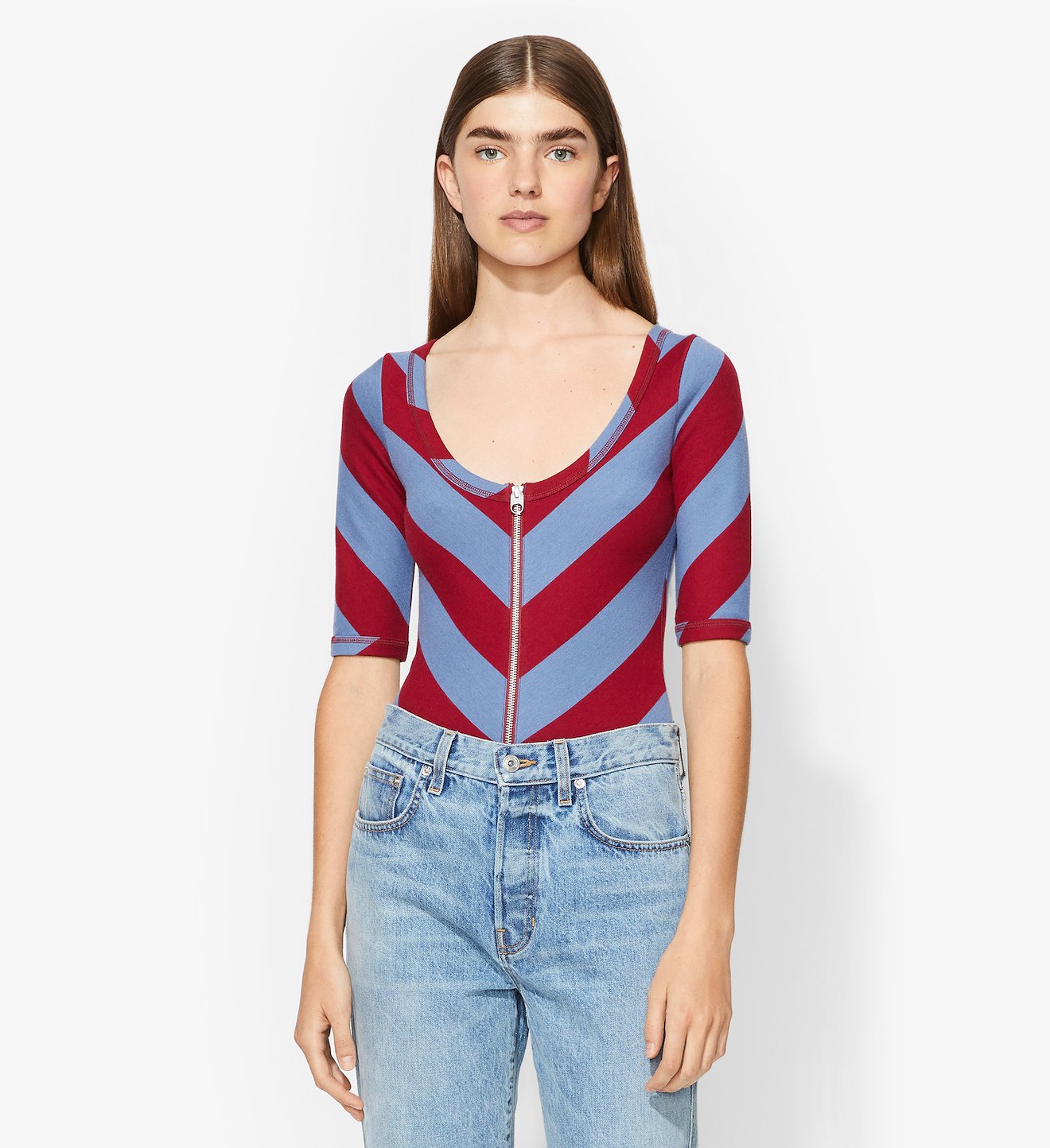 PSWL Diagonal Stripe Scoop Bodysuit