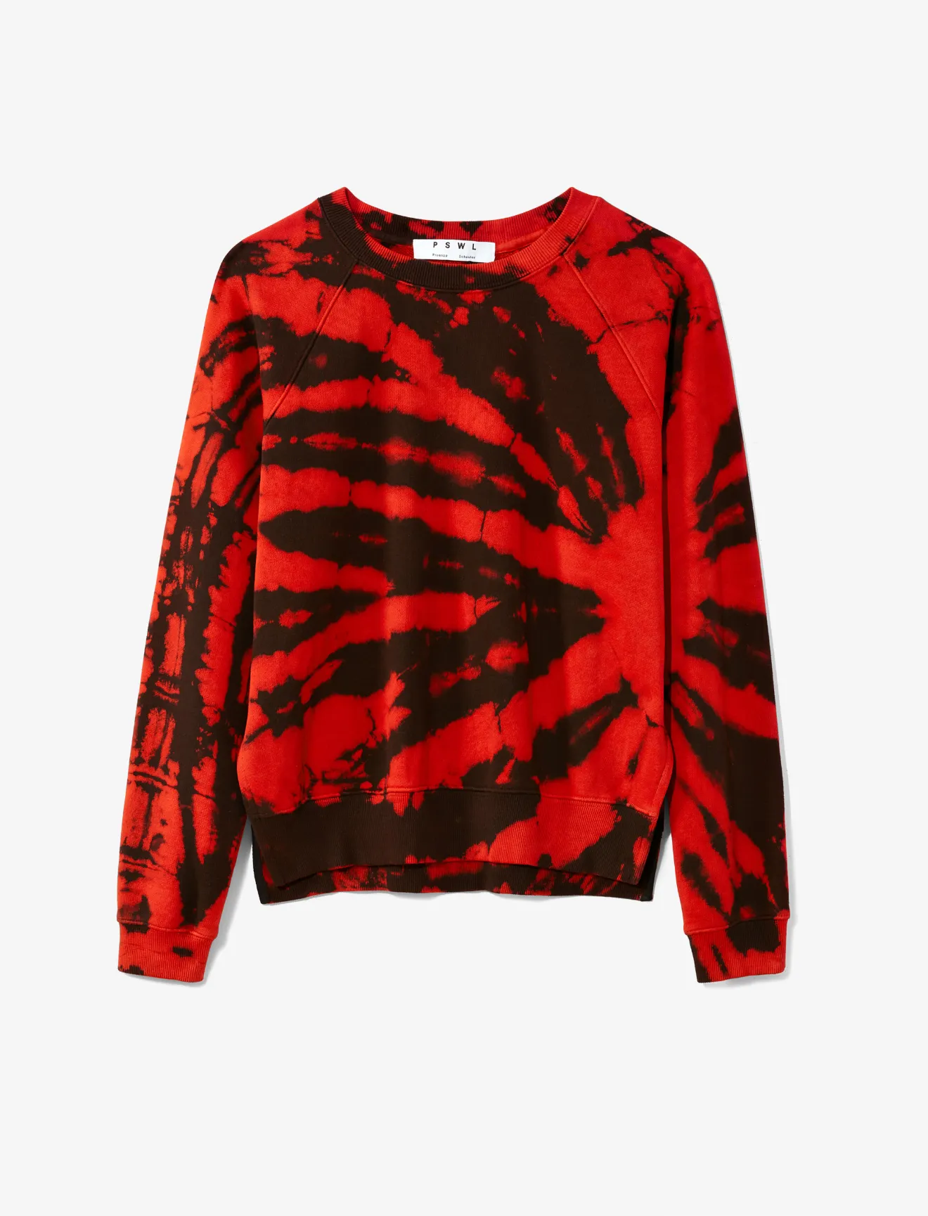 red and black tie dye sweatshirt