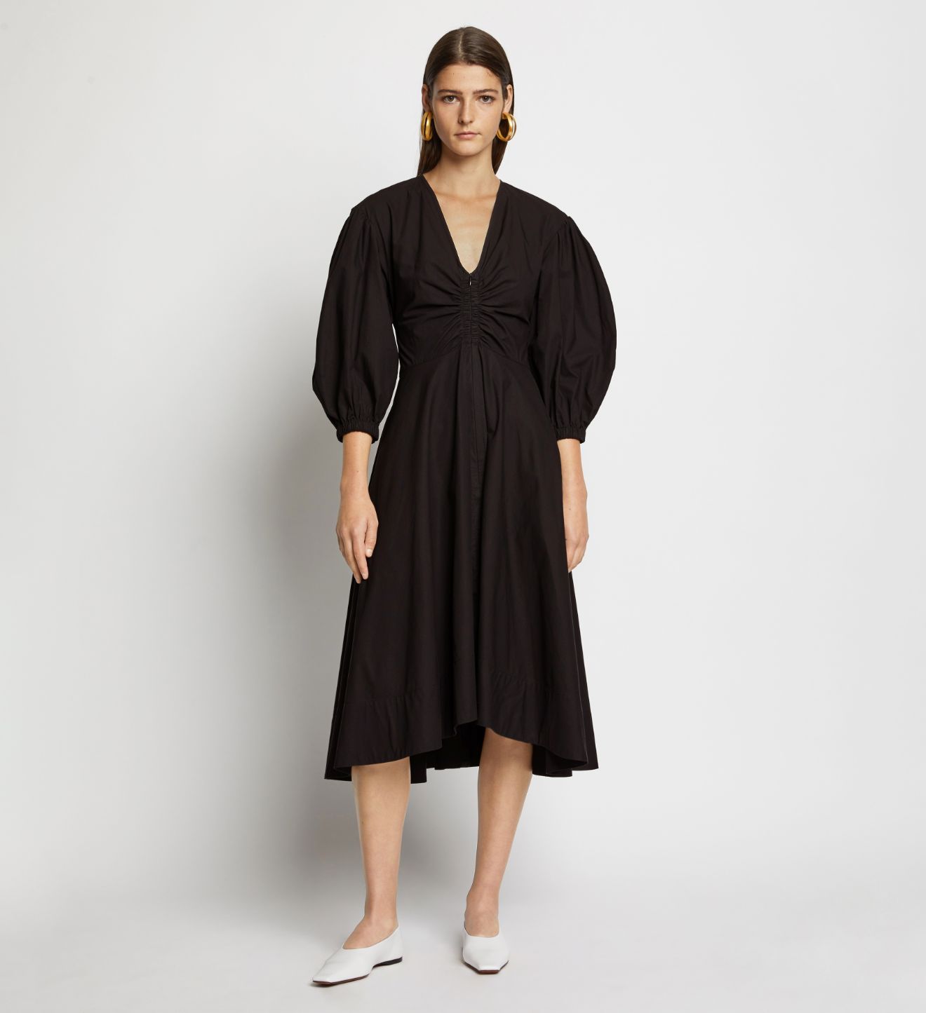 black puff sleeve cotton dress