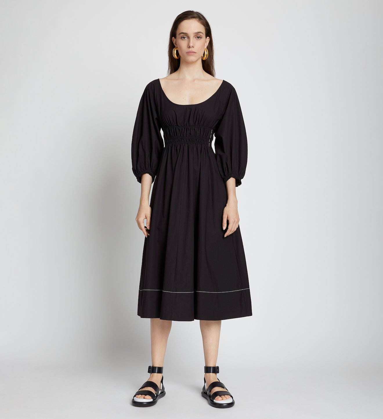 Puff Sleeve Poplin Dress