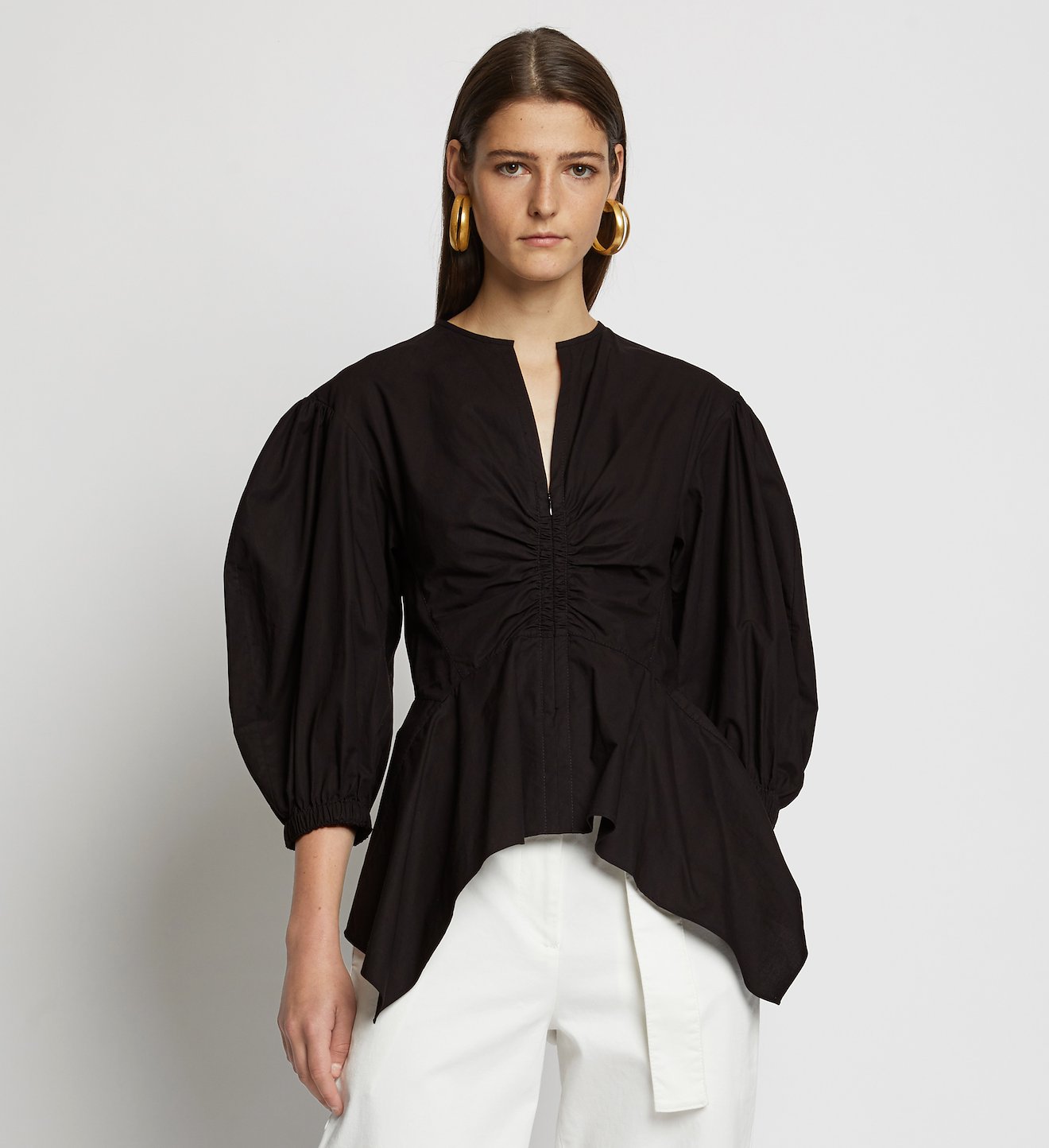 Puff Sleeve Poplin Top