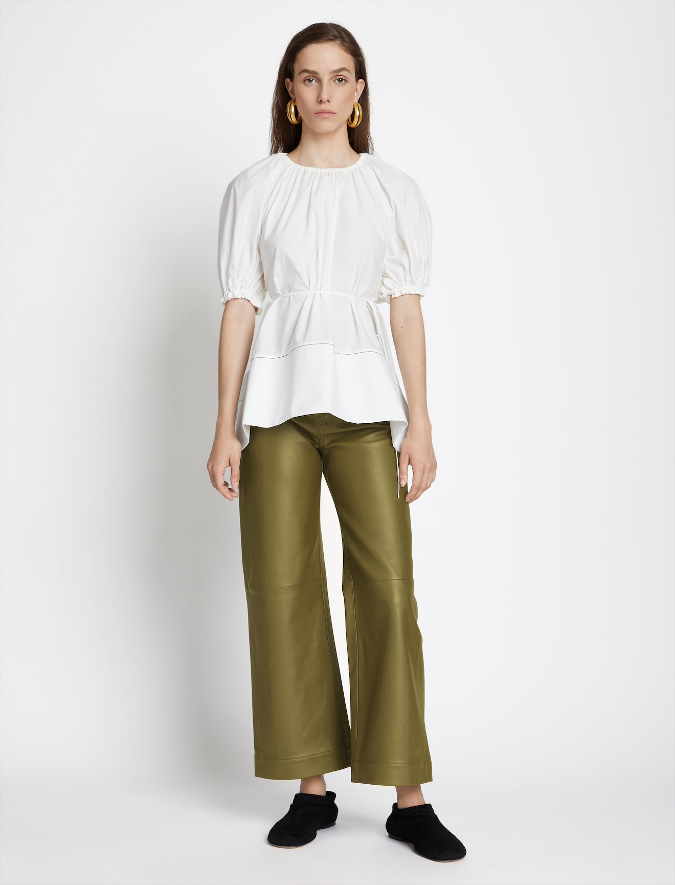 Puff Sleeve Poplin Top #1