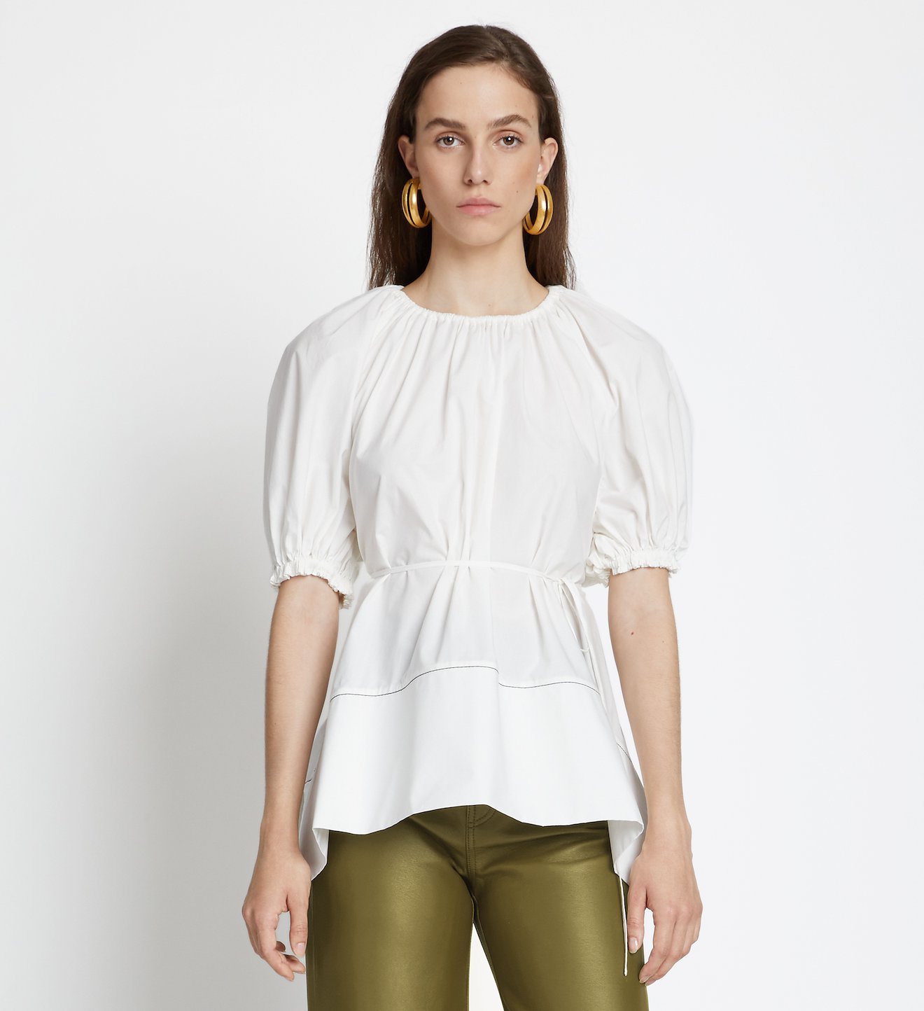 Puff Sleeve Poplin Top