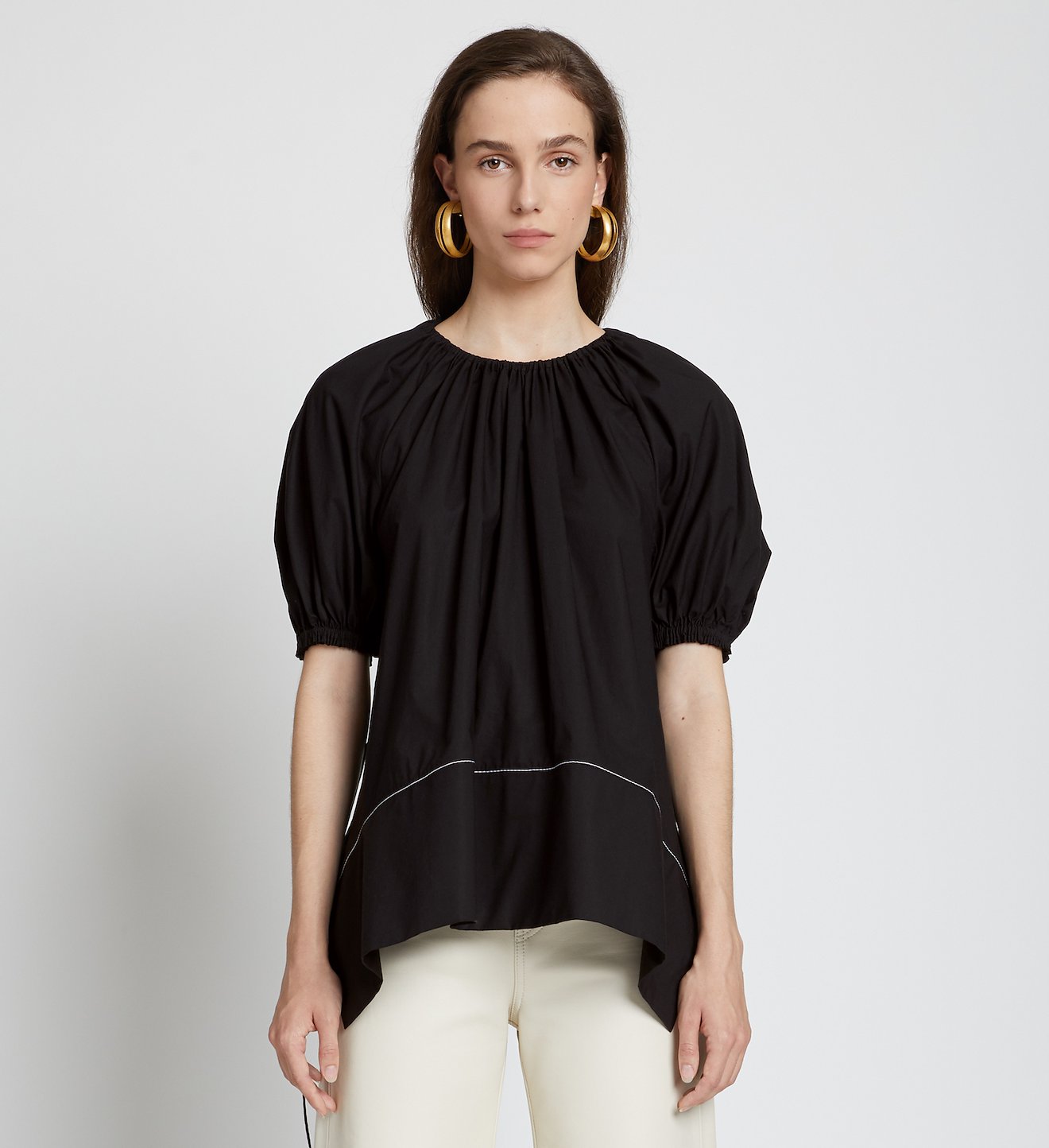 Puff Sleeve Poplin Top