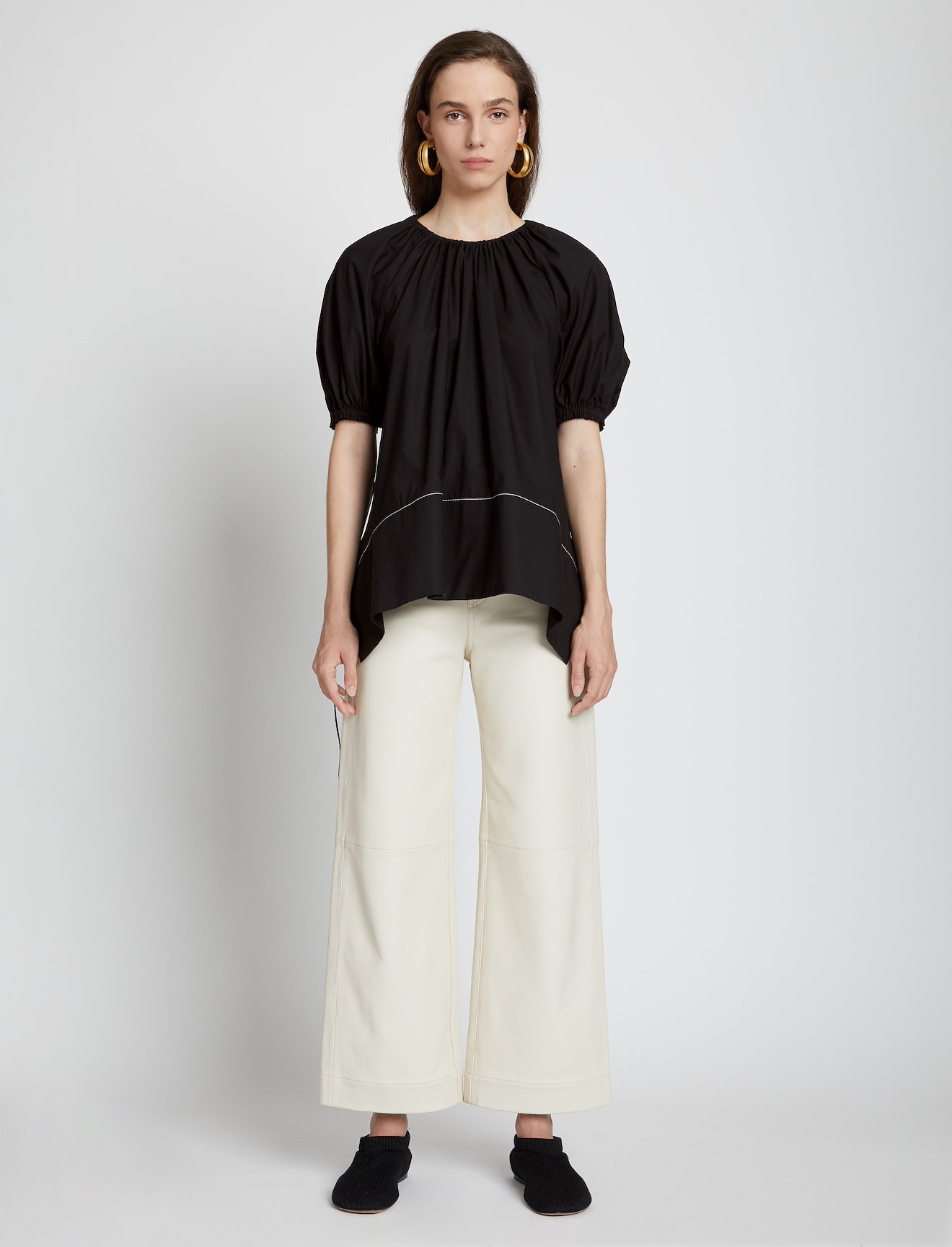 Puff Sleeve Poplin Top #1