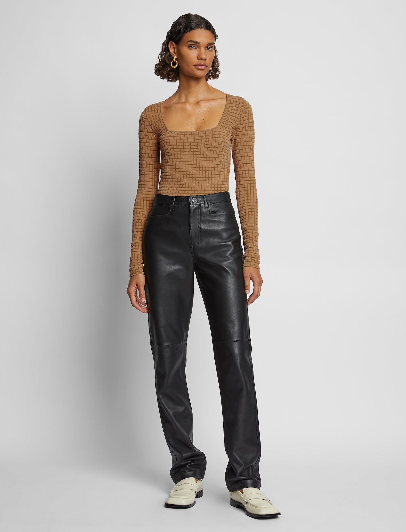Quilted Knit Square Neck Top #1