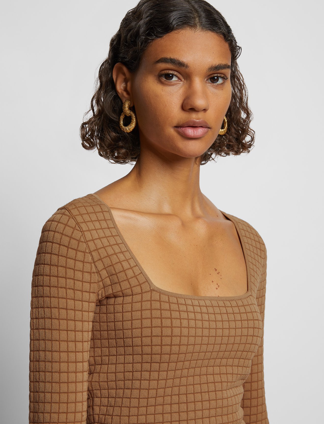 Quilted Knit Square Neck Top #4