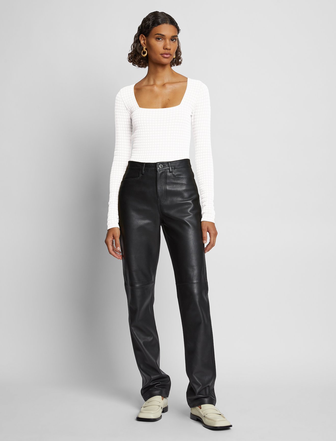 quilted-knit square-neck top #1