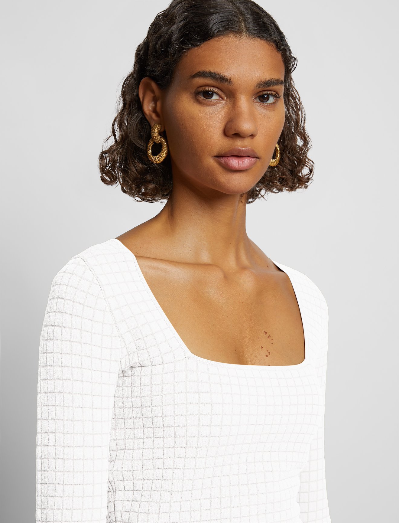 quilted-knit square-neck top #4