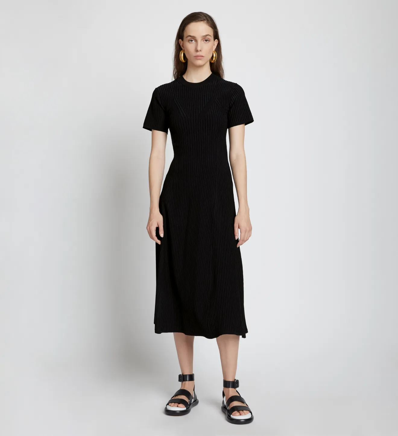 rib cut out dress