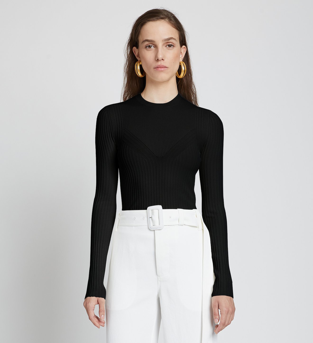 Rib Detail Knit Top in black | Proenza Schouler