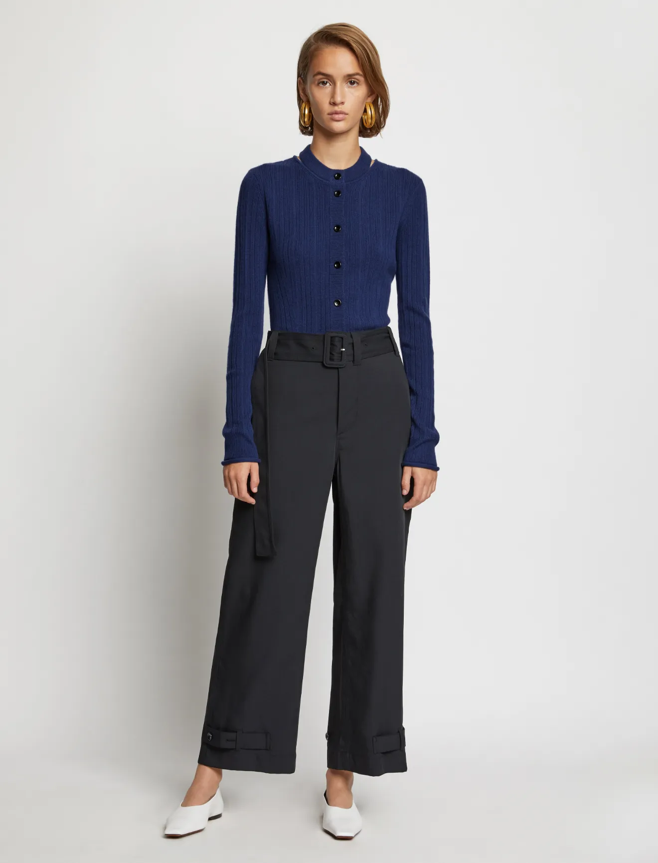 rib knit crew neck sweater