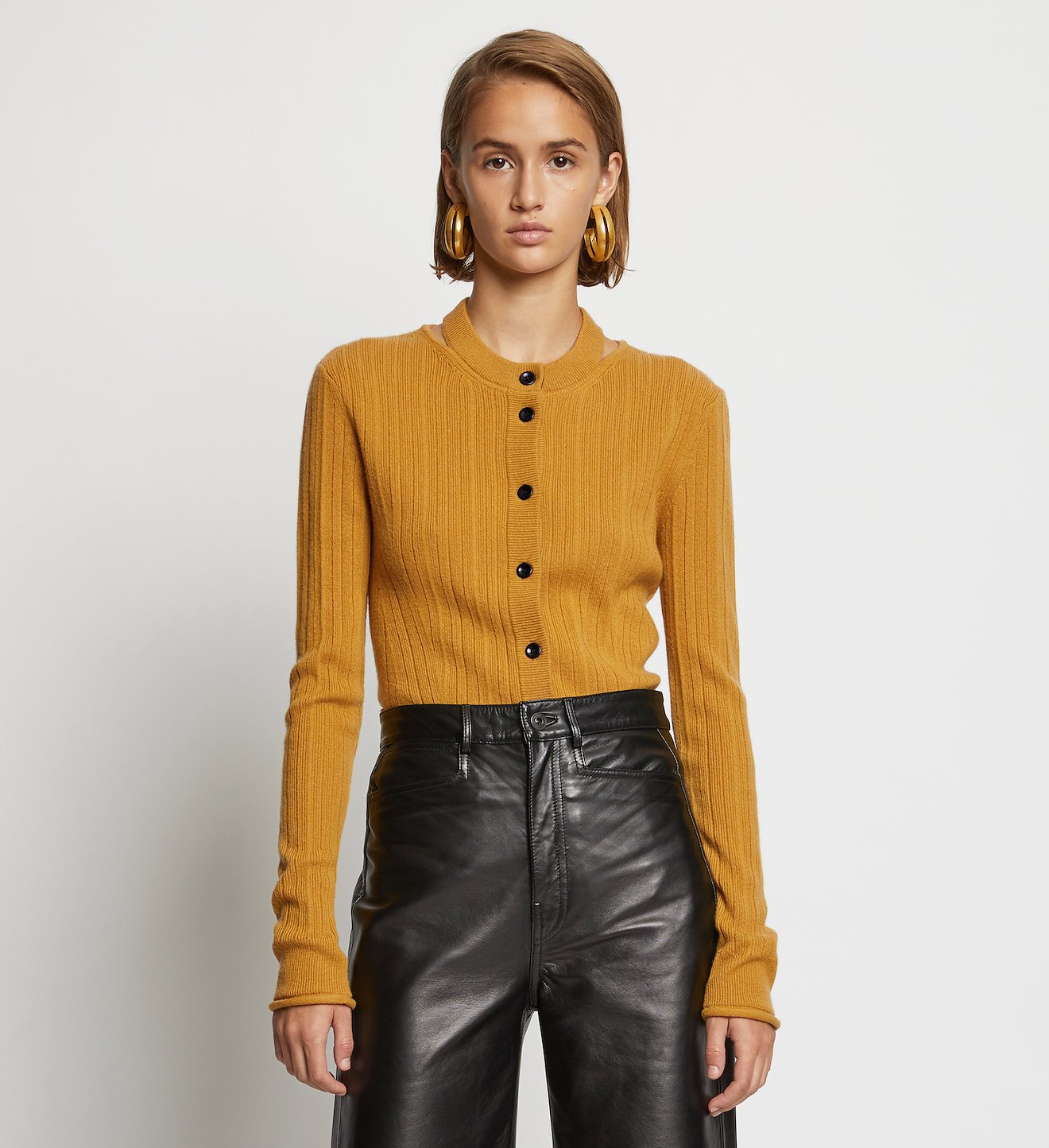 Rib Knit Crewneck Cardigan