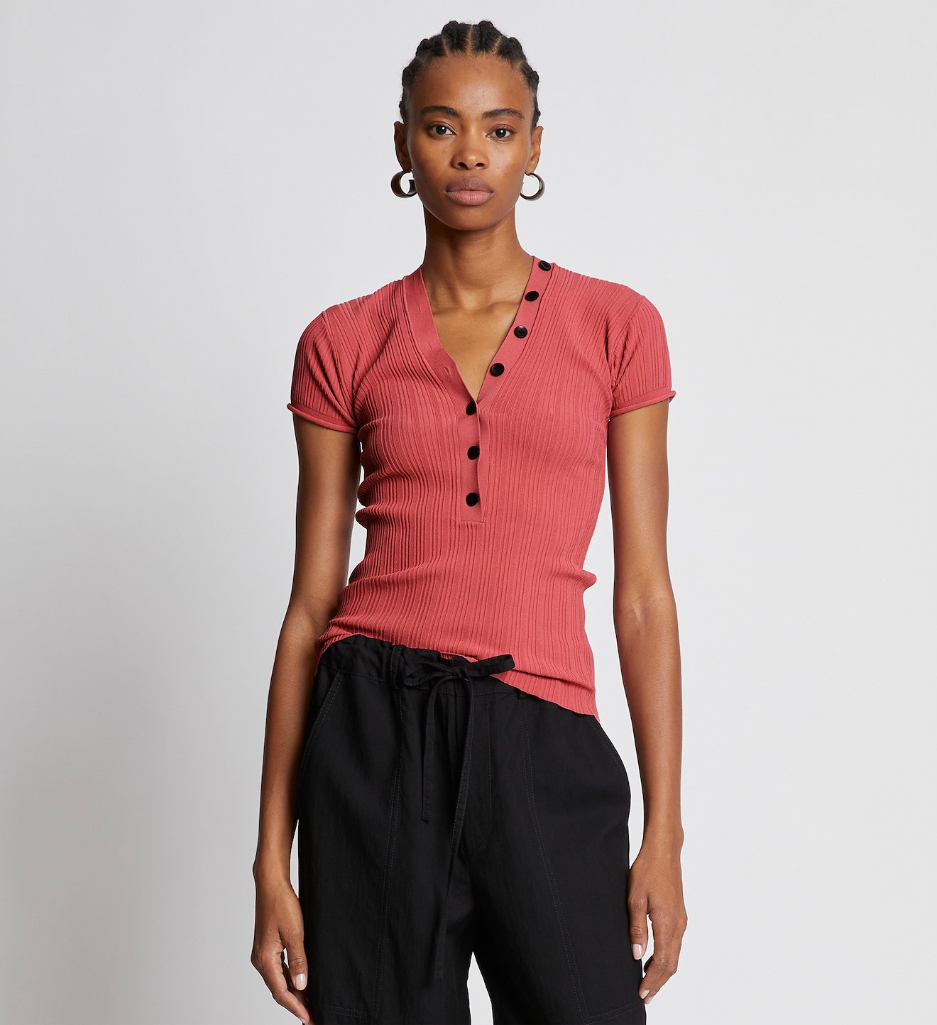 Rib Knit Polo Top