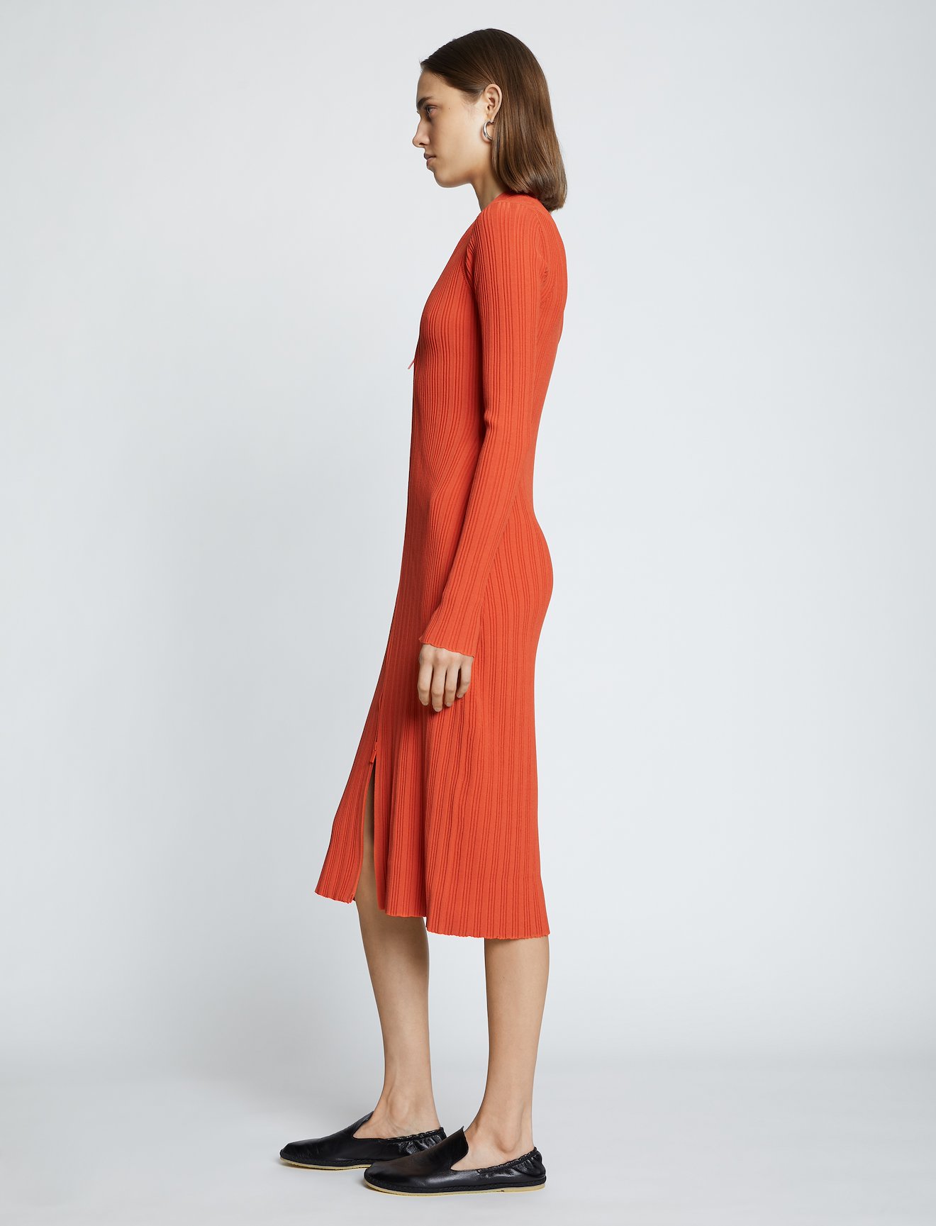 Rib Knit Zip Cardigan Dress #1