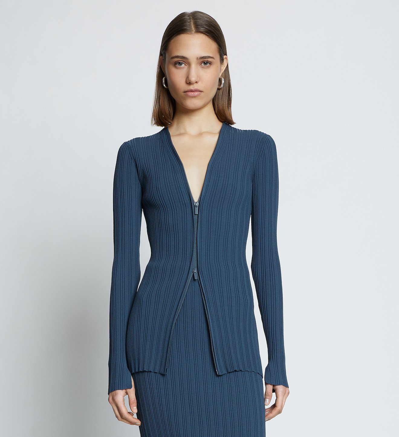 Rib Knit Zip Cardigan