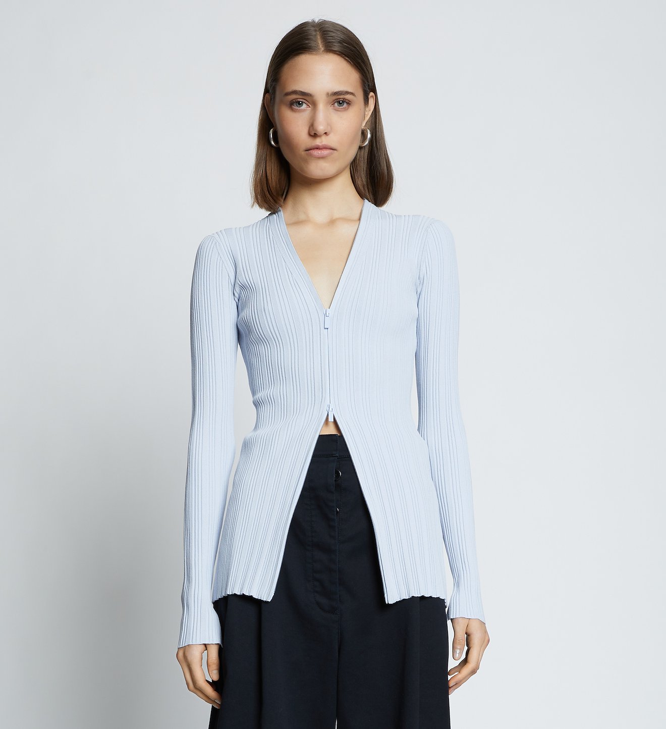 Rib Knit Zip Cardigan