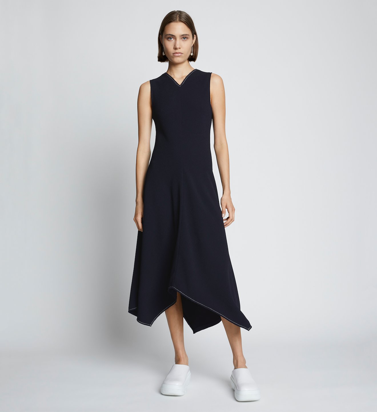 Ribbed Asymmetric Hem Dress