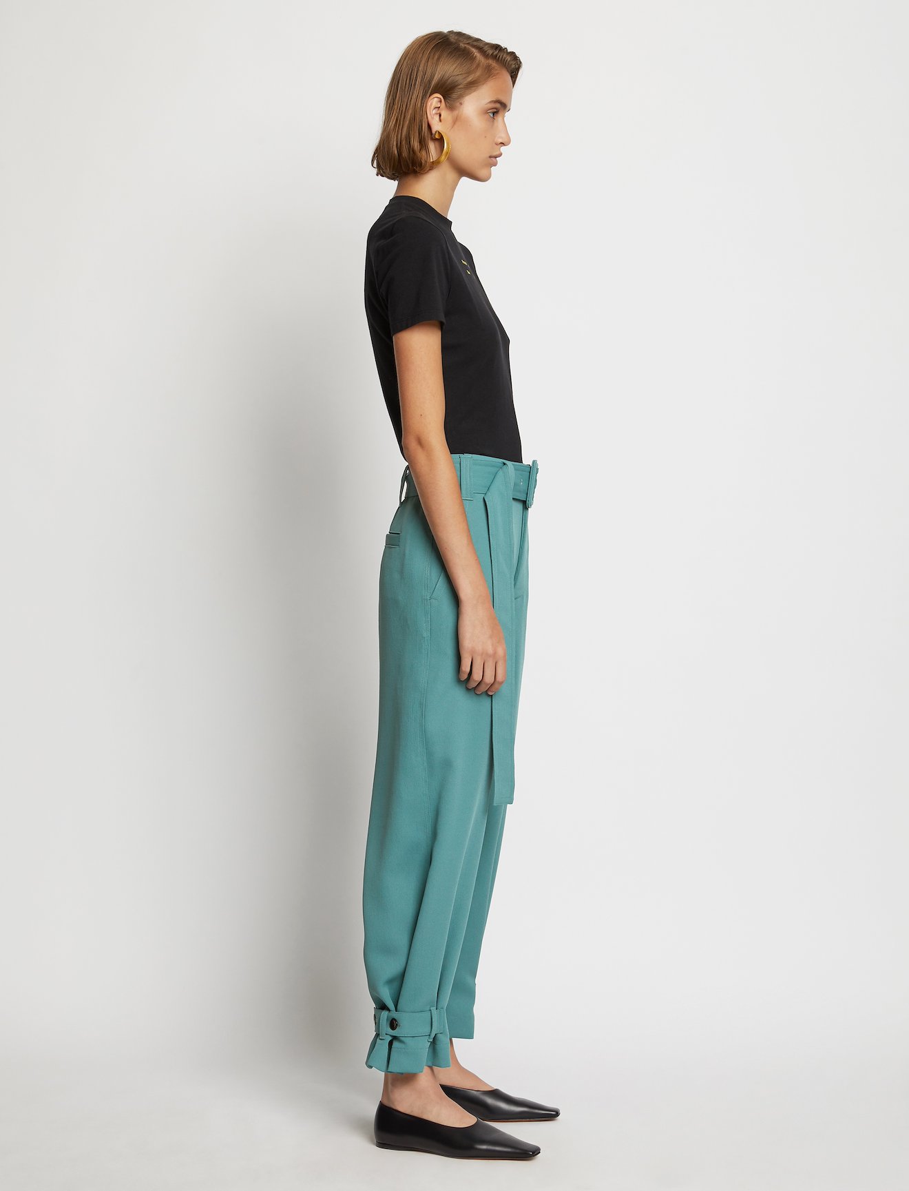 Rumple Pique Belted Pants #1